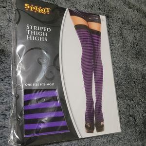 Purple and Black striped thigh highs
